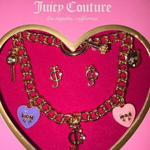 Juicy Couture Gold Earring & Charm Bracelet set